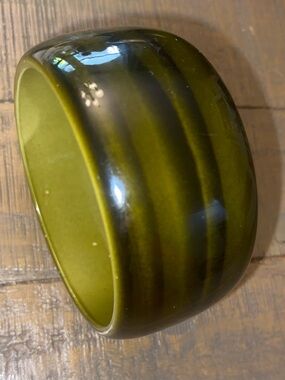Bakelite Olive Green Wide  Bangle Bracelet